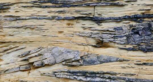 Stratification oblique dans les calcaires gréseux de St-Pierre-Du-Mont (…)