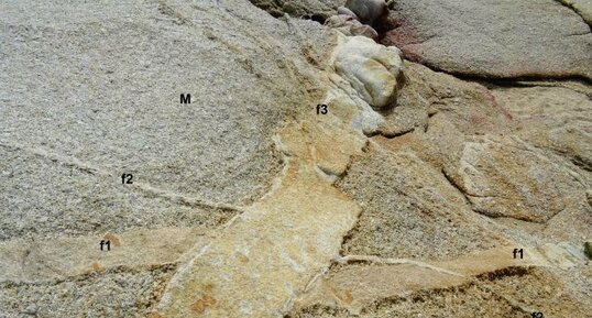 Chronologie relative entre filons dans le Monzogranite de la baie d'Agajo