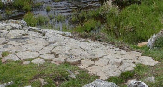 Chaussée de Géant sur le ruisseau des Plèches (Aubrac, Lozère)