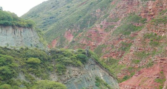 Dépôts détritiques, Cuesta del Obispo, Argentine.