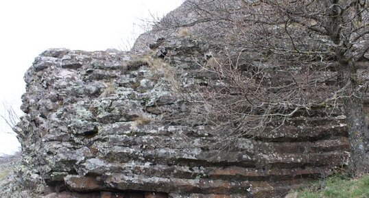 Prismations basaltiques dans le dick du rocher du Brion
