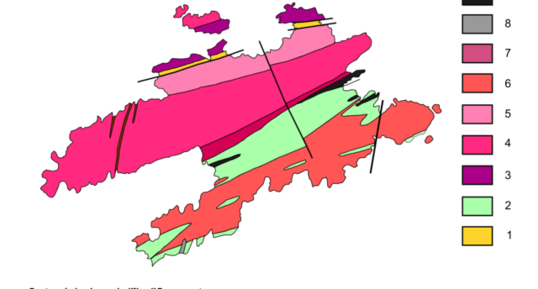 Carte géologique simplifiée de l'île d'Ouessant