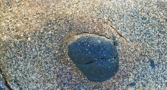 Enclaves basiques dans la granodiorite du Talbert à Port-la-Chaîne