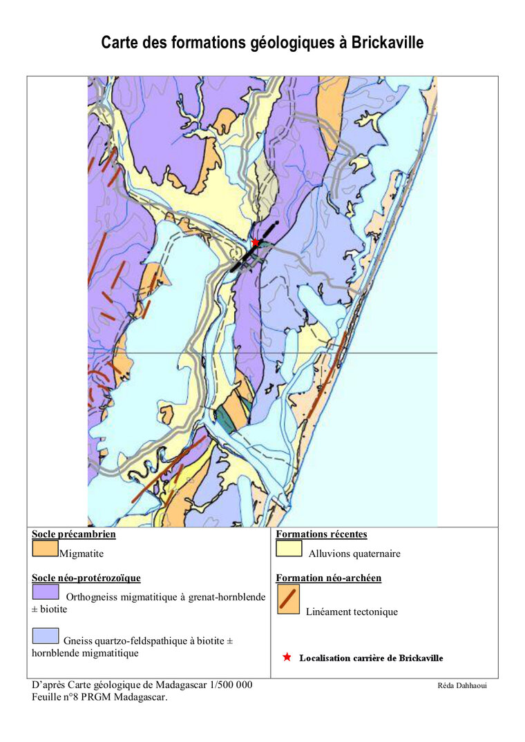 Carte des formations géologiques brickaville