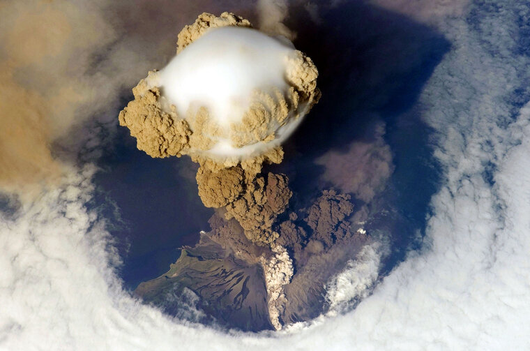 Sarychev Peak Volcano erupts on Matua Island