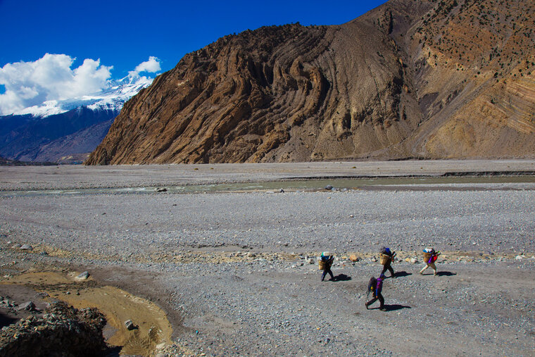 Folded Himalayan Rock Layers at Kali Gandaki in Nepal 2014