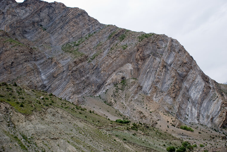 Folded Himalayan Rock Layers near Gushal in India